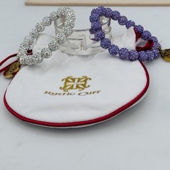 Rustic Cuff “Violet Afterglow” Crystal Pave Ball Bracelet Lavender Glam Stack