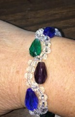 Teardrop crystal stretch bracelet Green Purple Blue Clear NWT Wedding Prom
