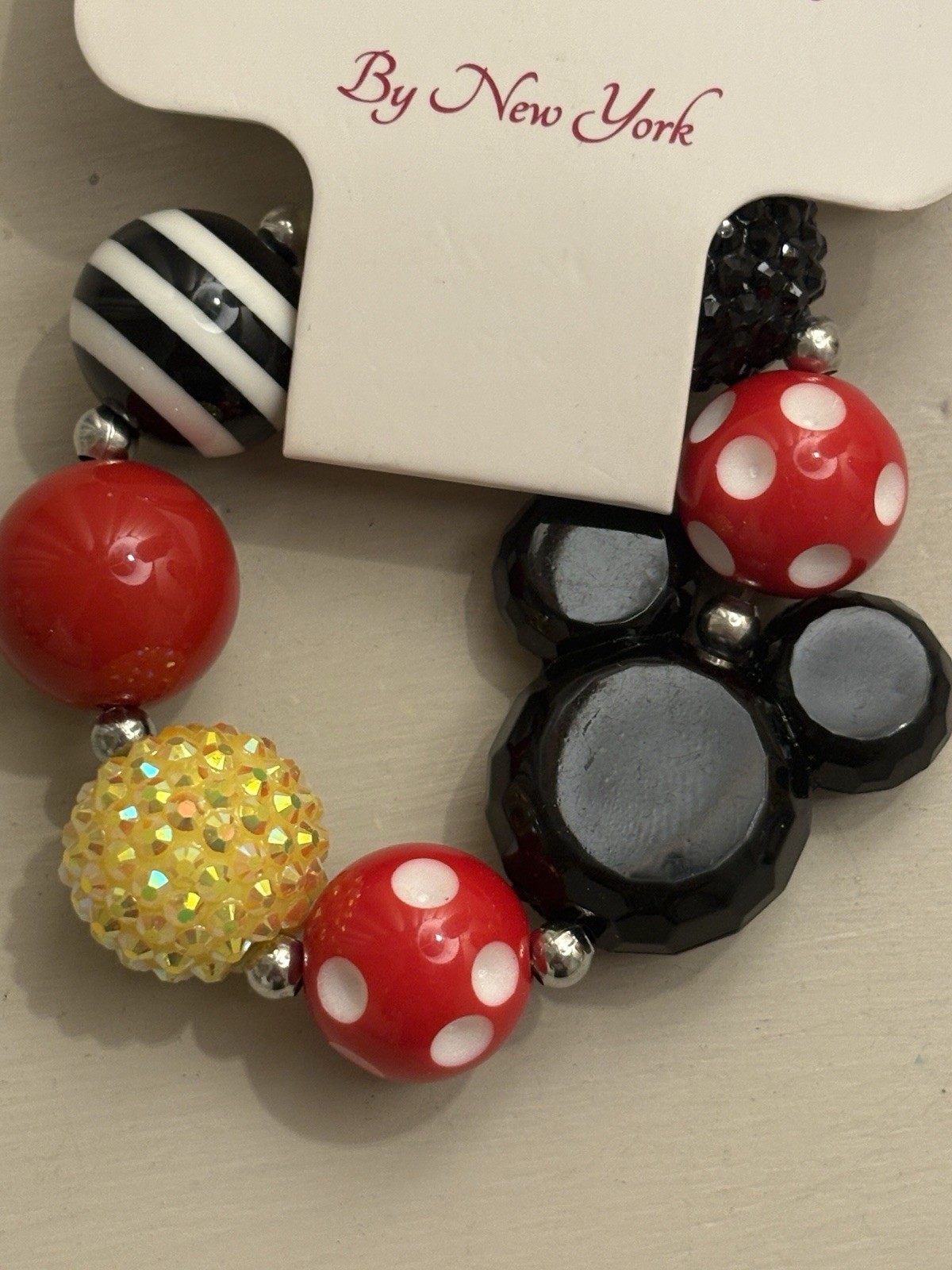 Mickey Mouse Inspired Chunky Bubblegum Bead Bracelet New With Tags Fuschia By NY gallery