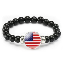 America United States USA Flag Bracelet Elastic Rope Beaded Bracelet Support …