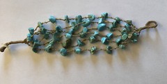 Tumbled Blue Stone Stone Multi Strand Bracelet Rope with a Toggle Clasp 8”