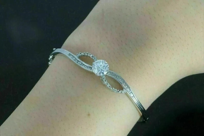 4Ct Round Cut Lab Created Diamond For Any Party Wear Bracelet 14K White Gold FN gallery