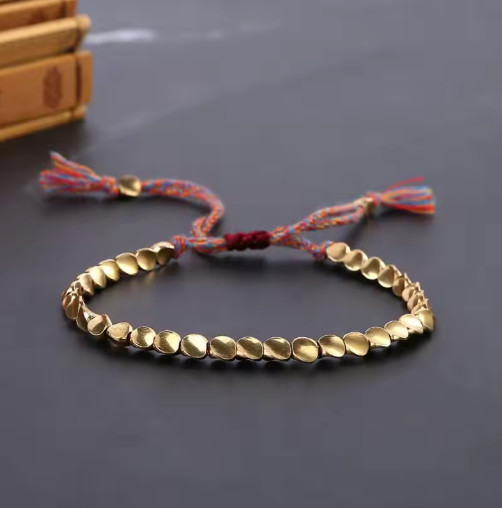 Handmade Tibetan Copper Bead Bracelet Cotton Rope Bracelet For Protection gallery