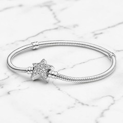 NEW Pandora Moments Asymmetric STAR CLASP Snake Chain Bracelet 7.5in – 19cm