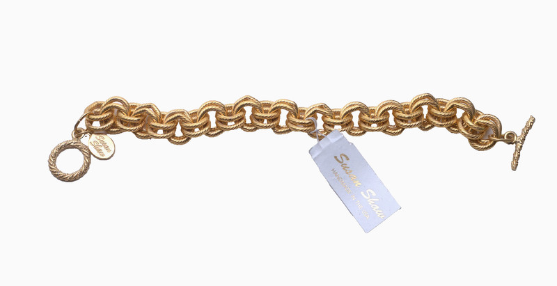 Susan Shaw Double Link Chain Bracelet Toggle Clasp 24K Gold Triple Plated NWT gallery