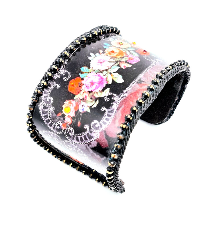 Lovely Michal Negrin Plastic Bangel Bracelet With Flowers Unique #651# gallery