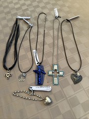 Lot of 6 New Silver Tone Cross Heart Tree of Life Pendant Necklaces & Bracelet