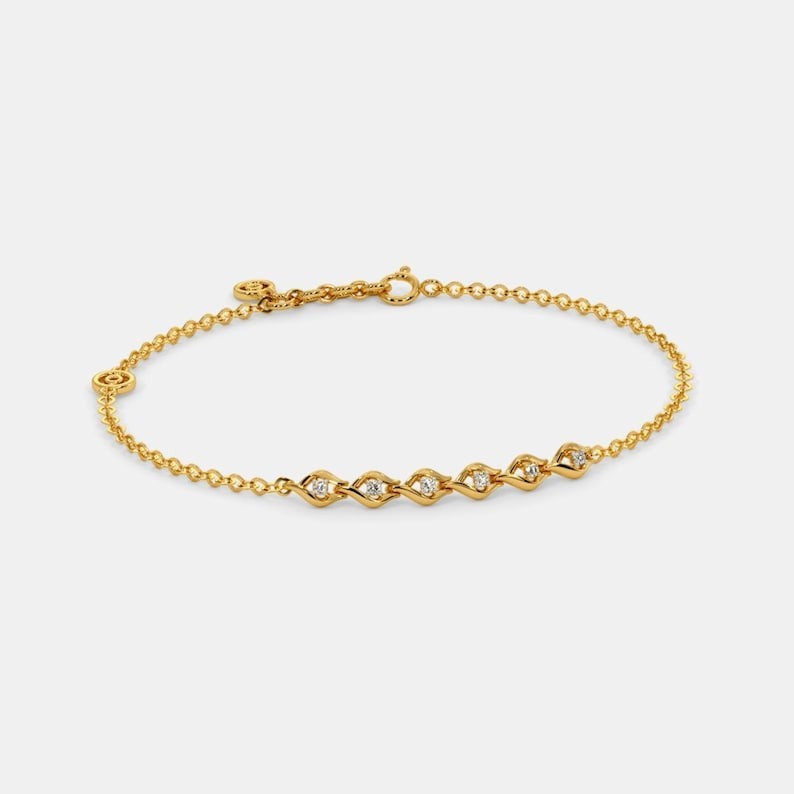 Delicate Round Cut Seven Stone Zigzag Link Elegant Minimalist Style Bracelet Her gallery
