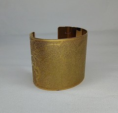 Francesca Visconti Runway Couture Gold Tone Textured Open Cuff Bracelet 1980s