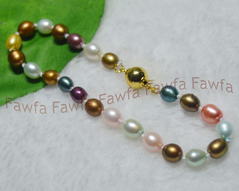 Exquisite 6-7mm Natural Multicolor Freshwater Cultured Pearl Bracelets 6.5-8.5'' gallery