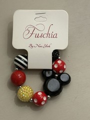 Mickey Mouse Inspired Chunky Bubblegum Bead Bracelet New With Tags Fuschia By NY