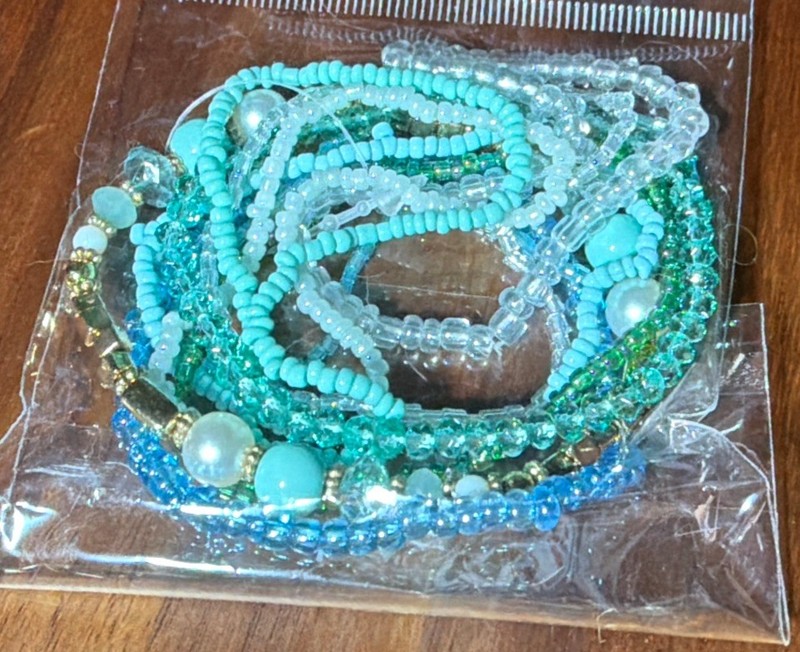 Lot of 3 beaded bracelet sets (28 Total) Navy Blue Teal Black White Fashion gallery