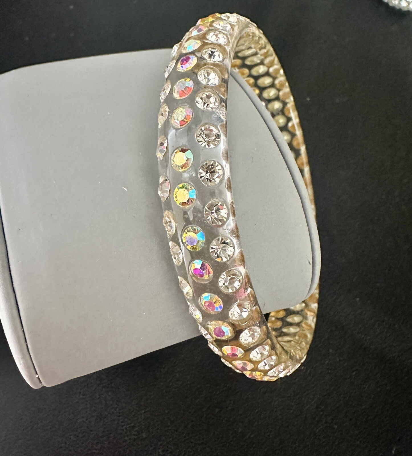 Bracelet/ Bangle Studded /Iridescent Crystals / Transparent /Lightweight gallery