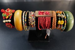 10 Pc Bracelet Multicolor Orange Yellow Red Bead Wood Lot Mixed Styles Cuffs J11