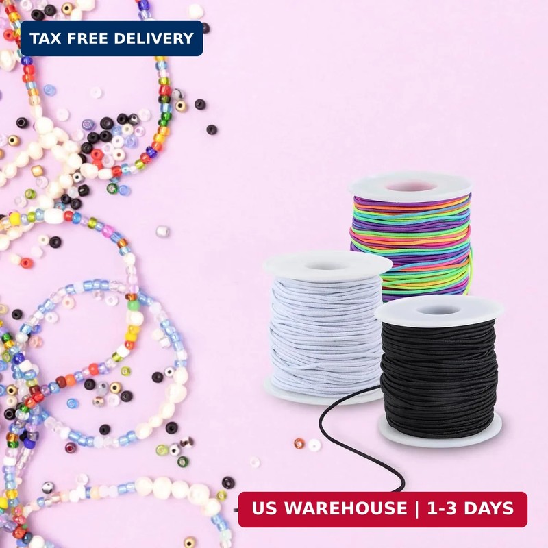 Elastic String for Bracelets, 4 Rolls Black and White String for Bracelet Making gallery