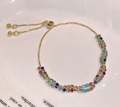 Fashion Colorful Cubic Zirconia Geometric Crystal Adjustable Slider Bracelet