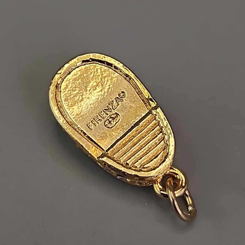 Firenza Baby Shoe Charm May Birthstone Clear Rhinestones Gold Tone 17mm gallery