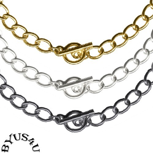 CABLE CHAIN BRACELET TOGGLE CLASP READY MADE 8.5" BEADING CHARM ADJUSTABLE gallery