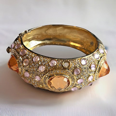Vintage Noir Women’s Rhinestone Goldtone Cuff Bracelet Statement Unique Glam