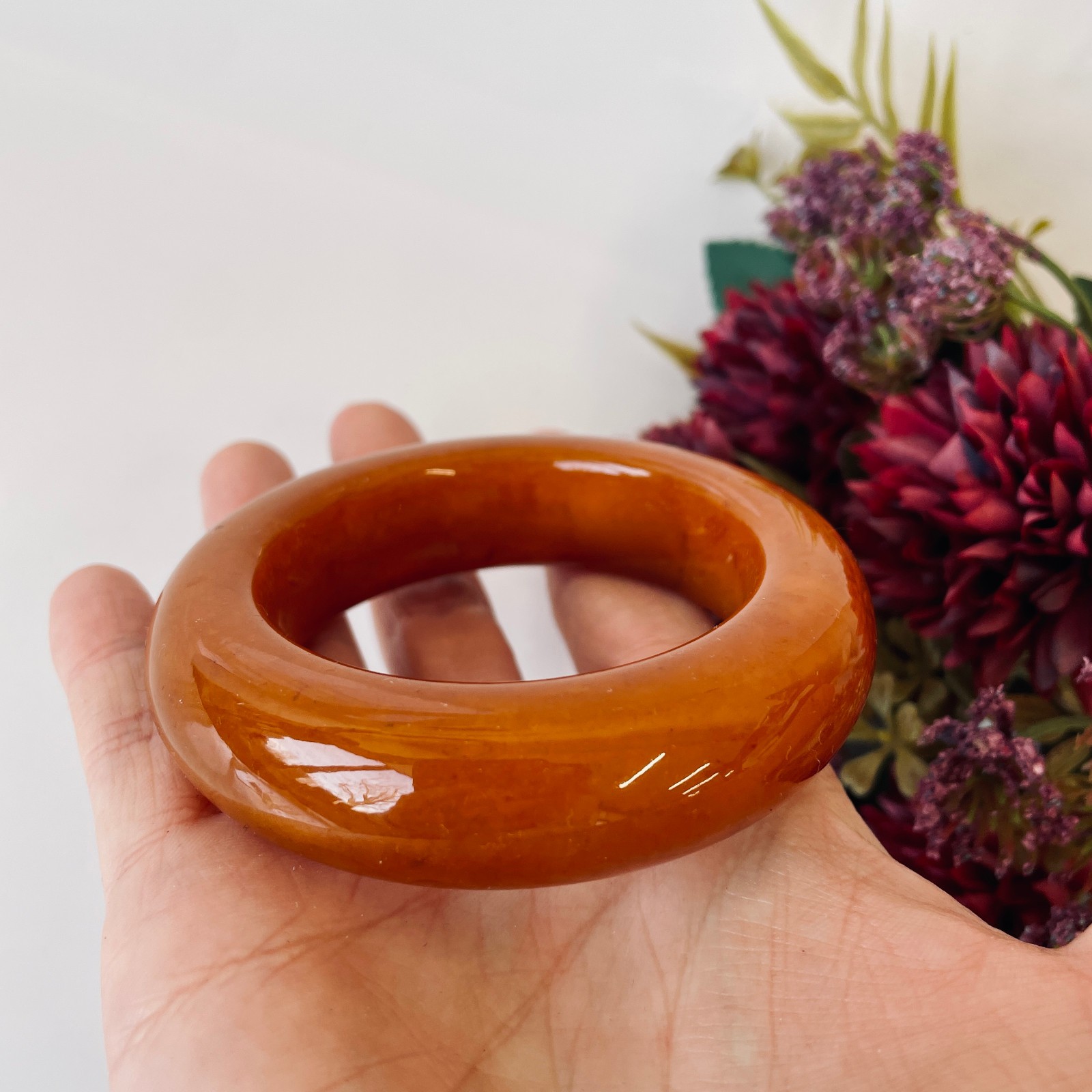 Brown Natural Amber Bracelet, Natural Amber Bangle from Poland gallery