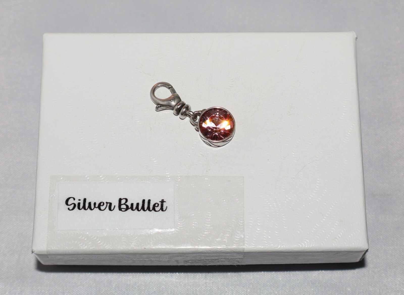 Silpada Sterling Silver October Birthstone Pink Clip On Charm Pendant C2536 gallery