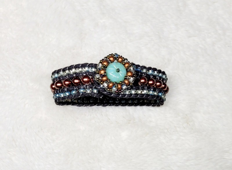 Vintage Boho Beaded Wrap Cuff Bracelet Hand Crafted Teal Blue Bronze Pretty 😍 gallery