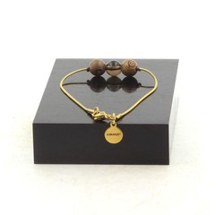 Stones And Minéraux. Bracelet Steel Golden Stainless 1 Pearl Smoky Quartz B