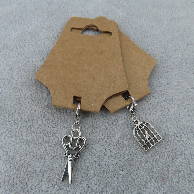 BIRDCAGE SCISSORS Charm Zipper Pull Keychain Add On Clip Dangle Sew Bird Set 2 gallery