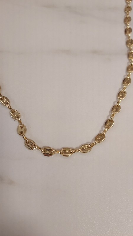 14K Gold Plated Double Chain Mariner Anchor Link Valentina chain 20" long gallery