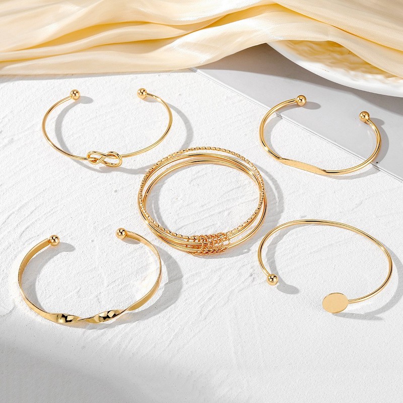 Retro Stackable Open Cuff Bracelet Set Women Fashion Mix Match Bangles gallery