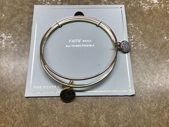 Silver Plated Tri Tone Faith Bangle Set – Silver