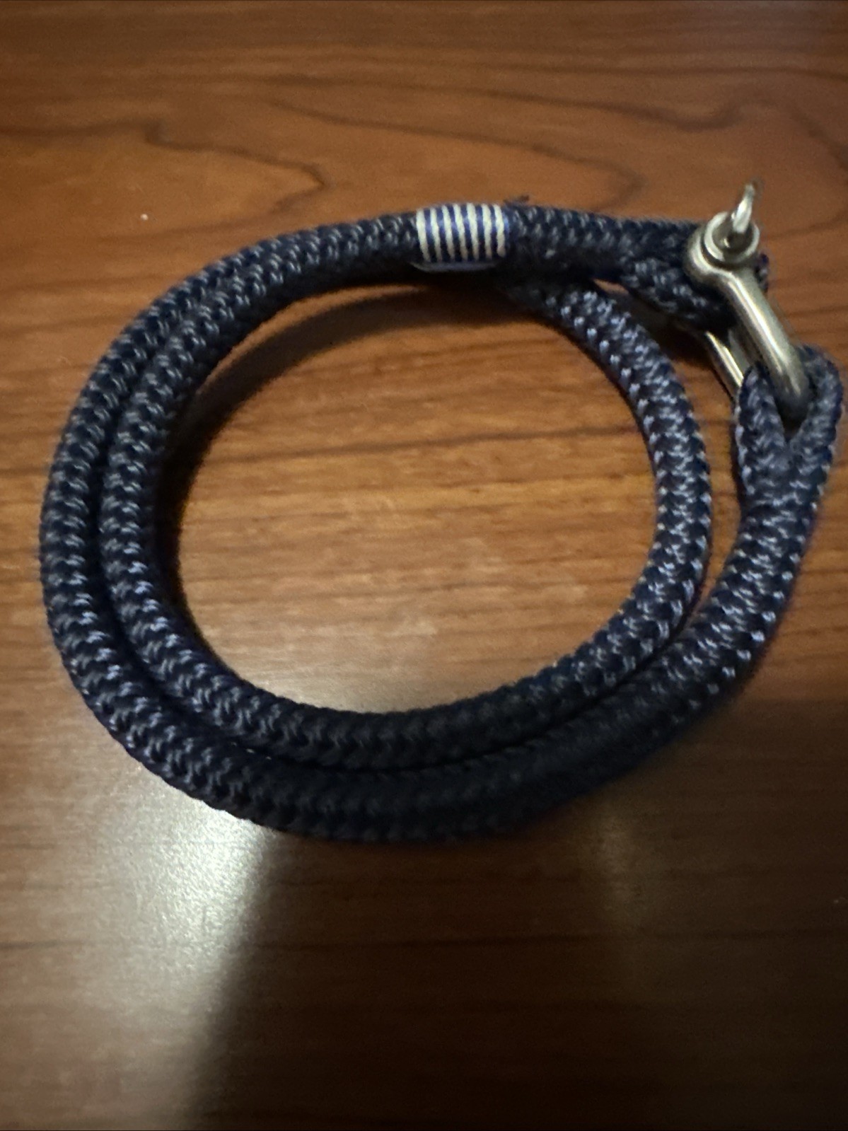Mystic Knotwork: Nautical Double Wrap Shackle Bracelet Dark Blue w/Nautical Whip gallery