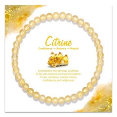 Citrine Natural Stone Round Crystal Beads Stretch Bracelet for Women Men