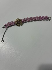 Costume Jewelry Bracelet Rose Color Beads With A Flower