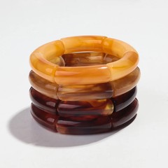 4pc Resin Amber Beaded Bracelet Set Elastic Tube Beads Handcrafted Designer