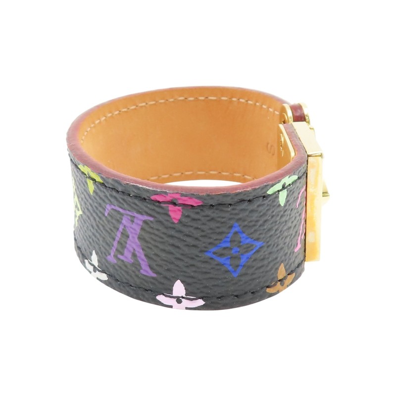 LOUIS VUITTON Murakami Monogram Multicolore Bracelet PVC Canvas Black M65347 gallery