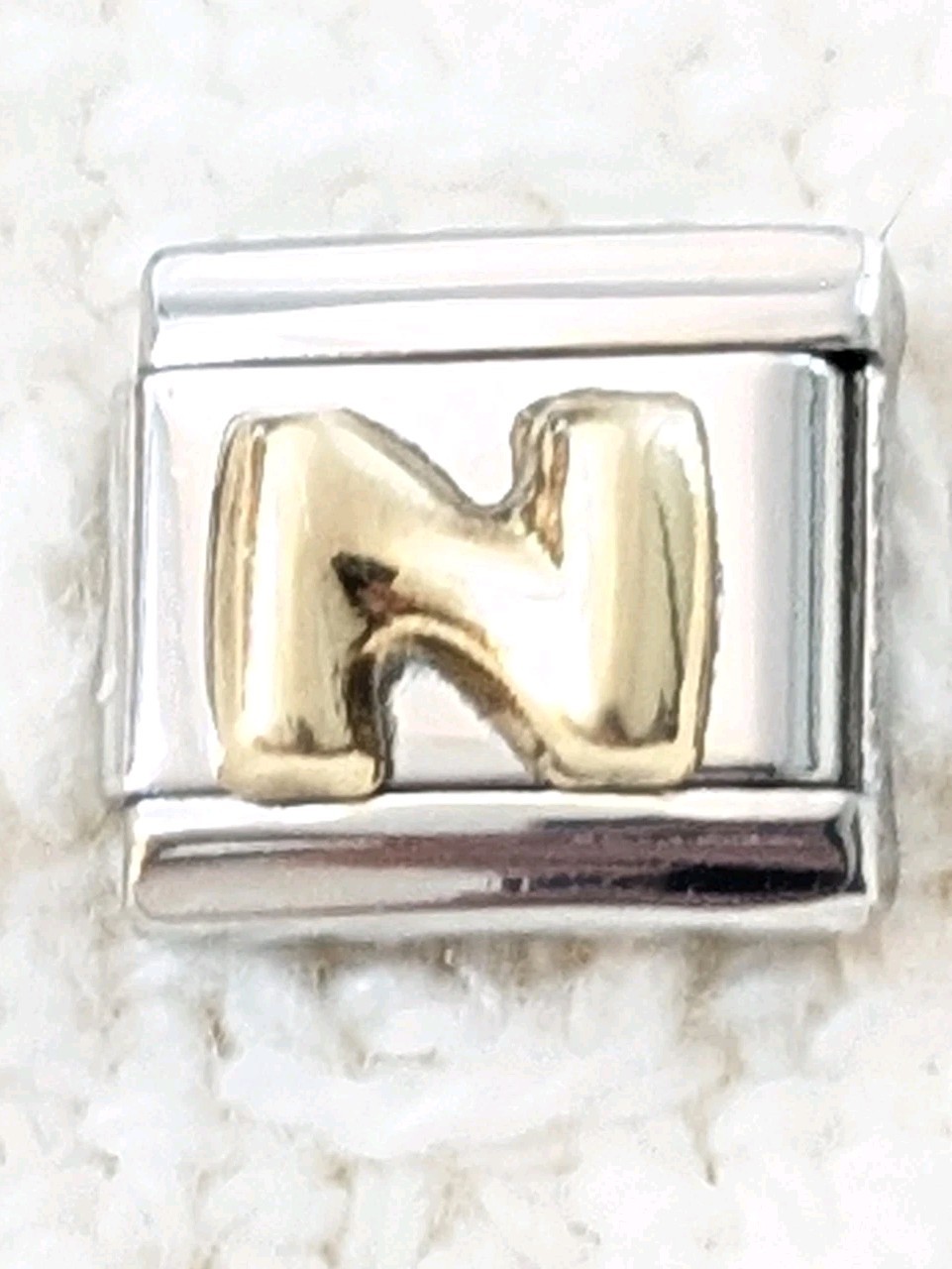 Authentic Zoppini Puffy Gold Letter N Italian Charm Classic 9mm Link A187 gallery