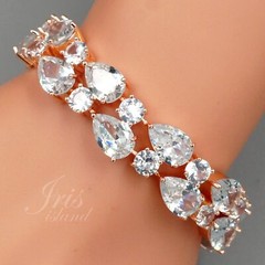 ROSE GOLD Plated Clear Cubic Zirconia CZ Bridal Wedding Tennis Bracelet 06116