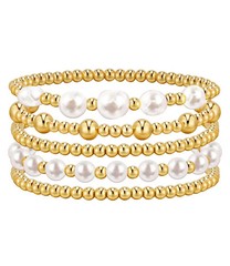 Gold Pearl Beaded Enewton Bracelets for Womengold Pearl Stackable Stretch Be