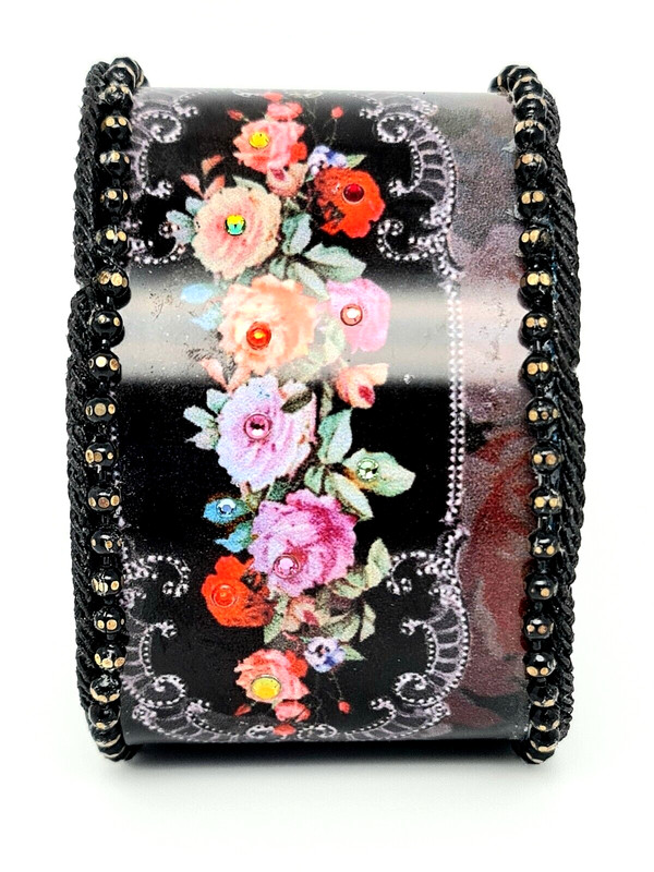 Lovely Michal Negrin Plastic Bangel Bracelet With Flowers Unique #651# gallery