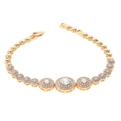 Gold Tone Metal Cubic Zirconia Latch Bracelet XPE2502-GLD