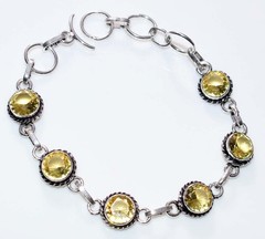 925 Silver Plated Decent Citrine Bracelet 8″ Bold Look Jewelry Fashion Sale MJ