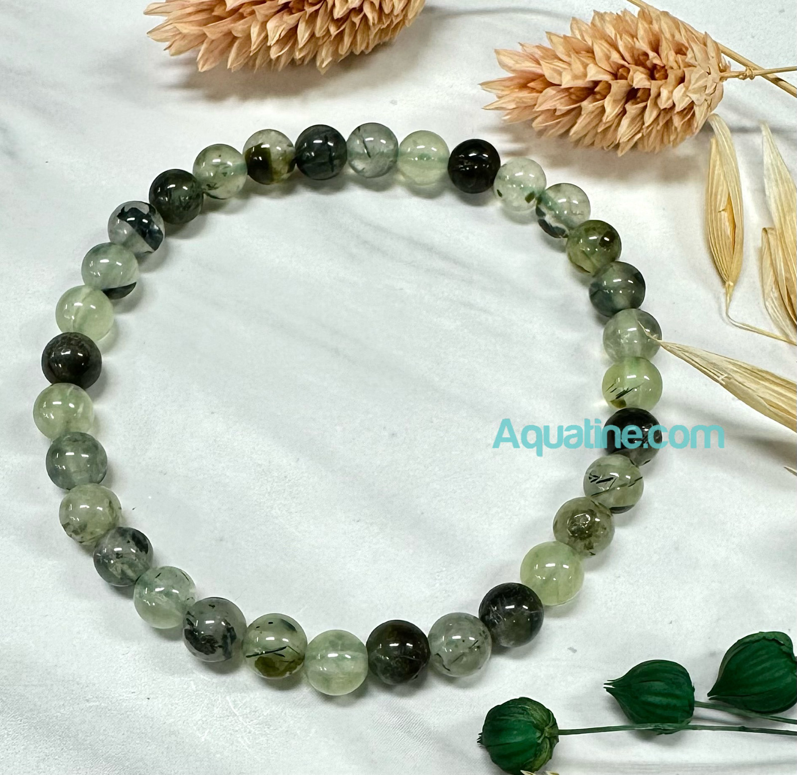 Prehnite 6mm Natural Crystal Bead Stretch Bracelet CUSTOM SIZING gallery