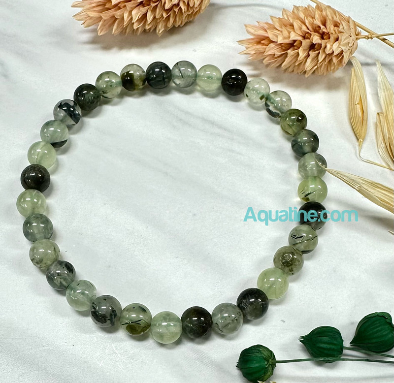 Prehnite 6mm Natural Crystal Bead Stretch Bracelet CUSTOM SIZING gallery
