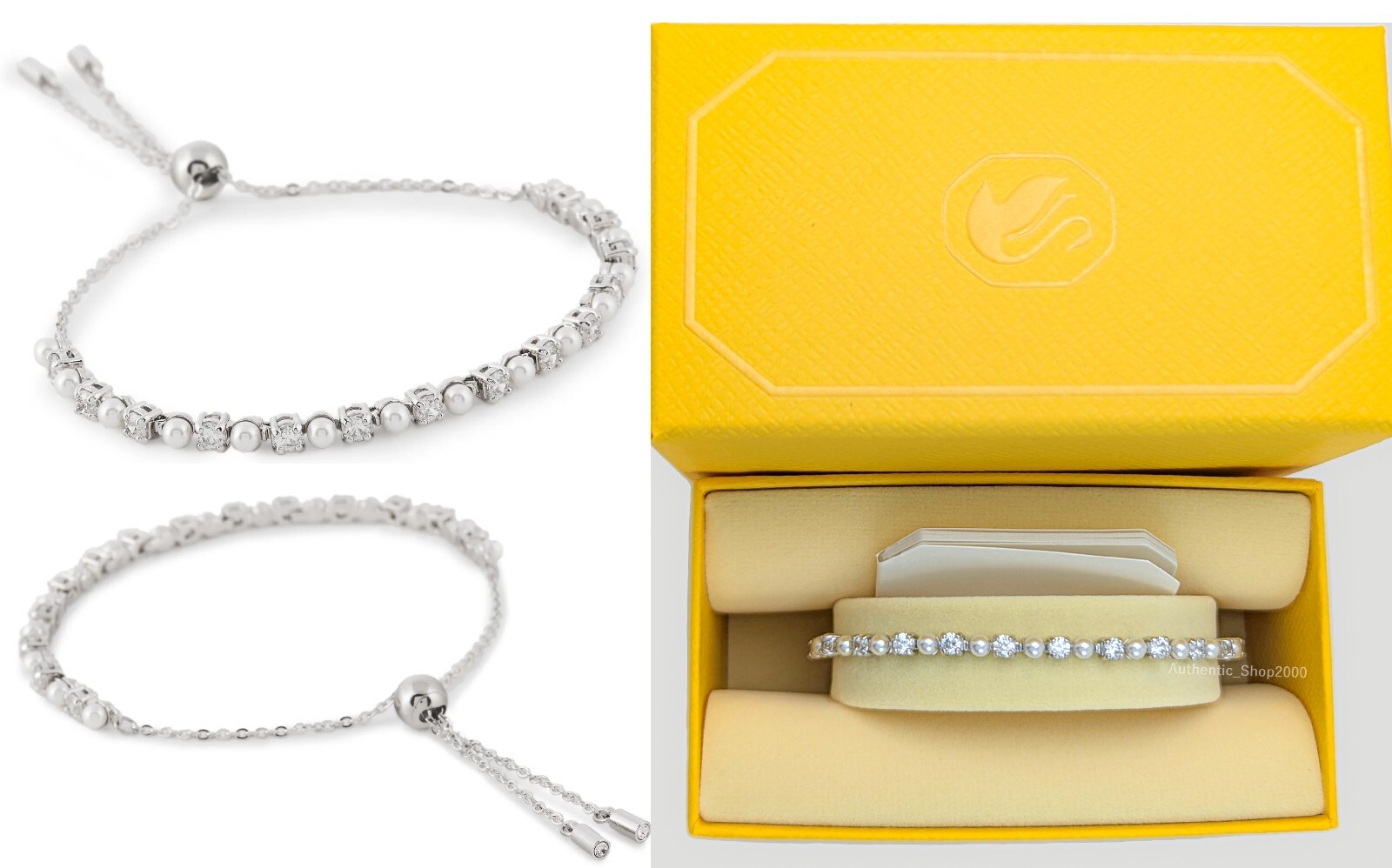 NEW 100% Authentic SWAROVSKI White Crystal Pearls Matrix Tennis Bracelet 5689633 gallery