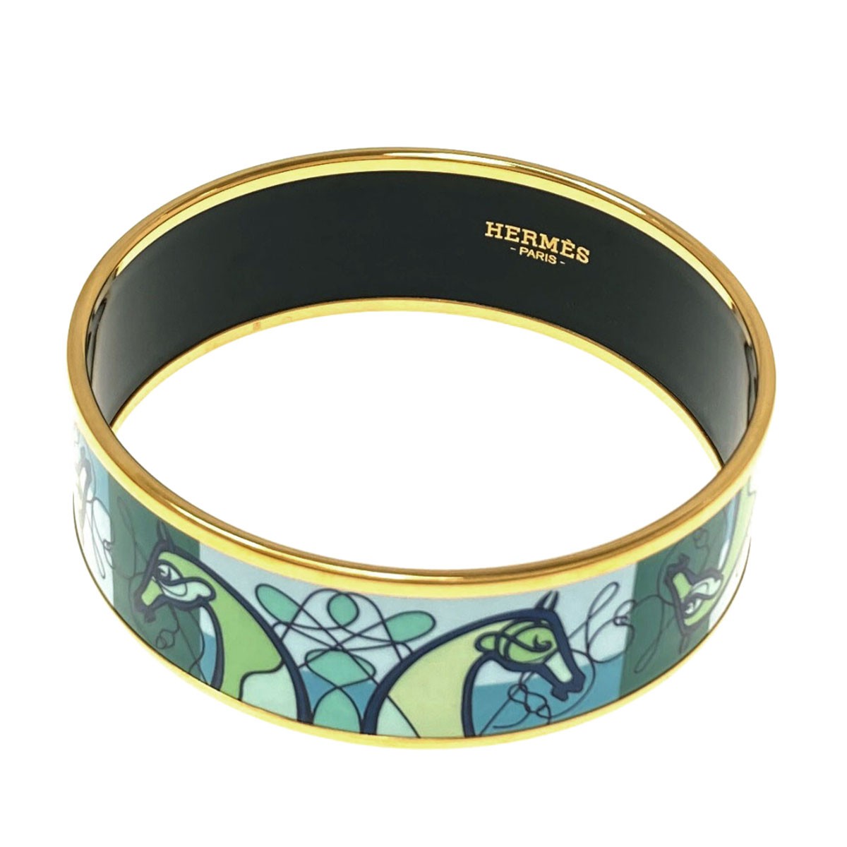 HERMES Emaille GM bangle Bracelet Gold Plated Ladies [Used] gallery