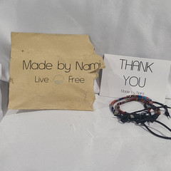 Made by Nami 2Pcs Boho Surfer Bracelets Women & Men Waterproof BLUE ETHNIC BROWN