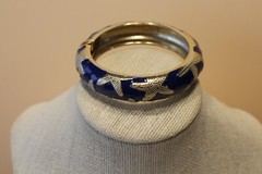 SEQUIN BANGLE BRACELET ENAMEL DARK BLUE GOLDTONE STARFISH