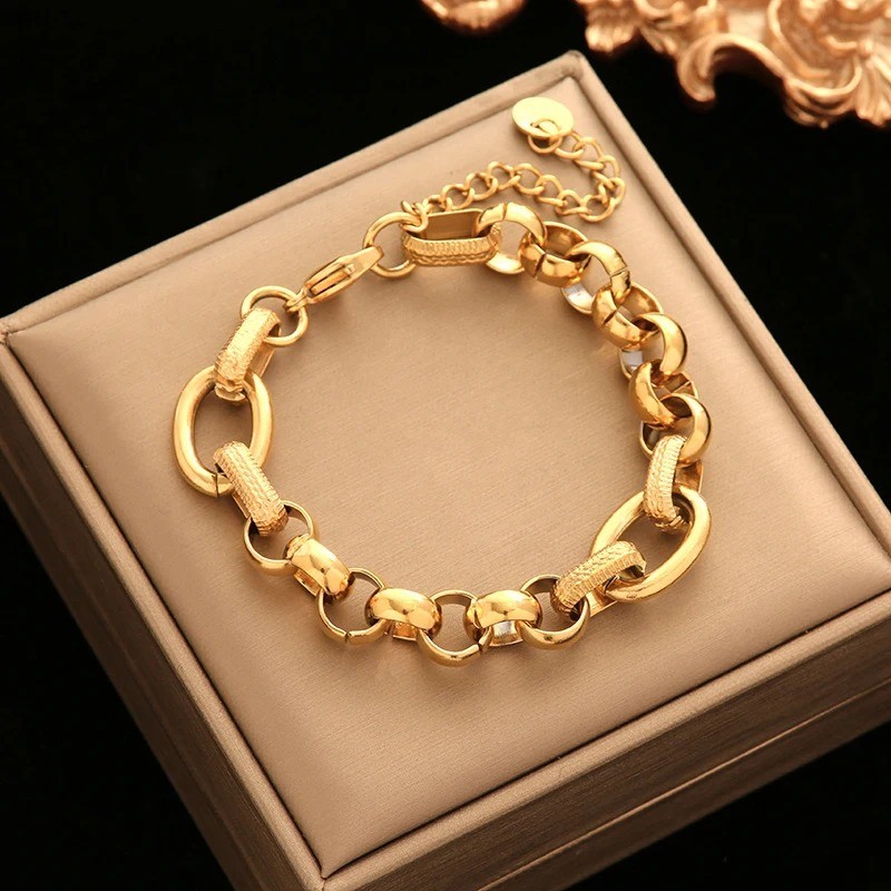 Bracelet Women 18K Gold Pated Bangle 316L Stainless Steel Party gallery