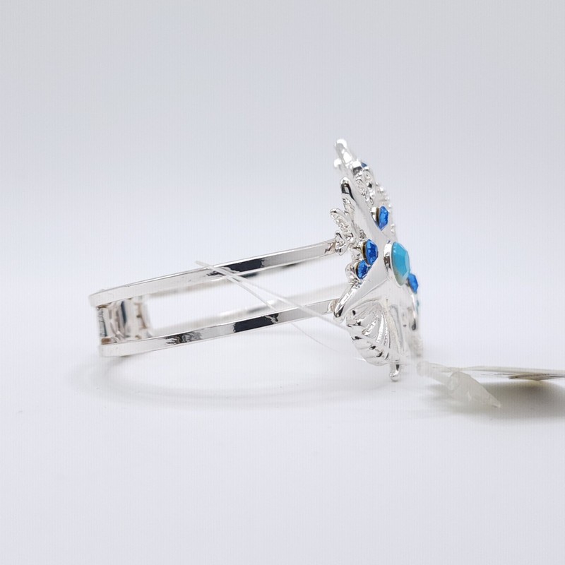 True Joy Starfish Bangle Bracelet Silver Tone Blue Crystal Hinged Ocean Beach gallery